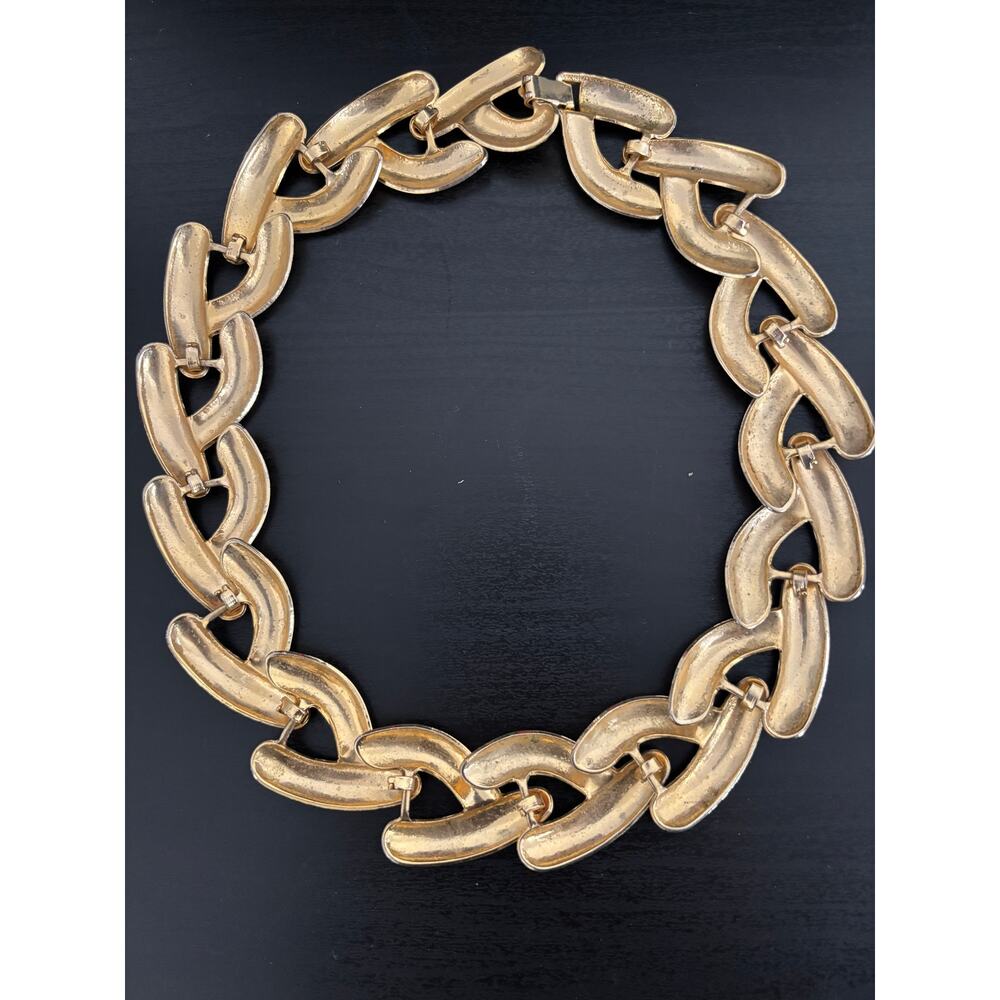 Vintage Chunky Gold Tone Collar Necklace - Picture 5 of 5